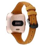 For Fitbit Versa Crazy Horse Texture Genuine Leather  Watch Band(Light Brown)