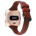 For Fitbit Versa Crazy Horse Texture Genuine Leather Watch Band(Red Brown)