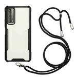 For Huawei P smart 2021 Acrylic + Color TPU Shockproof Case with Neck Lanyard(Black)