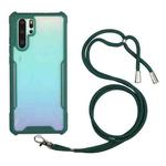 For Huawei P30 Pro Acrylic + Color TPU Shockproof Case with Neck Lanyard(Dark Green)