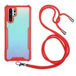 For Huawei P30 Pro Acrylic + Color TPU Shockproof Case with Neck Lanyard(Red)