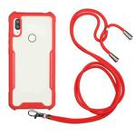 For Huawei Y6p Acrylic + Color TPU Shockproof Case with Neck Lanyard(Red)