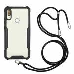 For Huawei Y6p Acrylic + Color TPU Shockproof Case with Neck Lanyard(Black)