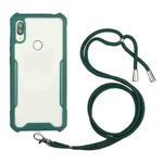 For Huawei Y7 Prime (2019) / Y7 (2019) Acrylic + Color TPU Shockproof Case with Neck Lanyard(Dark Green)