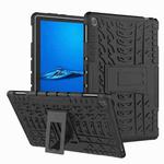 For Huawei MediaPad M5 Lite 10.1 inch Tire Texture Shockproof TPU+PC Protective Case with Holder(Black)