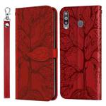 For Samsung Galaxy A8s Life of Tree Embossing Pattern Horizontal Flip Leather Case with Holder & Card Slot & Wallet & Photo Frame & Lanyard(Red)