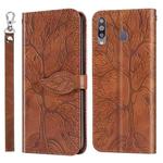 For Samsung Galaxy A20s Life of Tree Embossing Pattern Horizontal Flip Leather Case with Holder & Card Slot & Wallet & Photo Frame & Lanyard(Brown)