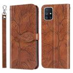 For Samsung Galaxy A51 Life of Tree Embossing Pattern Horizontal Flip Leather Case with Holder & Card Slot & Wallet & Photo Frame & Lanyard(Brown)