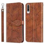 For Samsung Galaxy A70 Life of Tree Embossing Pattern Horizontal Flip Leather Case with Holder & Card Slot & Wallet & Photo Frame & Lanyard(Brown)