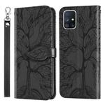 For Samsung Galaxy A71 Life of Tree Embossing Pattern Horizontal Flip Leather Case with Holder & Card Slot & Wallet & Photo Frame & Lanyard(Black)