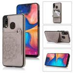 For Samsung Galaxy A20 / A30 Embossed Pattern PU + TPU Protective Case with Holder & Wallet & Card Slots(Grey)