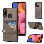 For Samsung Galaxy A20s Embossed Pattern PU + TPU Protective Case with Holder & Wallet & Card Slots(Grey)