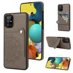 For Samsung Galaxy A51 Embossed Pattern PU + TPU Protective Case with Holder & Wallet & Card Slots(Grey)