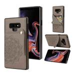 For Samsung Galaxy Note9 Embossed Pattern PU + TPU Protective Case with Holder & Wallet & Card Slots(Grey)