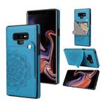 For Samsung Galaxy Note9 Embossed Pattern PU + TPU Protective Case with Holder & Wallet & Card Slots(Blue)
