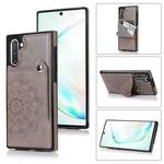 For Samsung Galaxy Note10 Embossed Pattern PU + TPU Protective Case with Holder & Wallet & Card Slots(Grey)