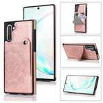 For Samsung Galaxy Note10 Embossed Pattern PU + TPU Protective Case with Holder & Wallet & Card Slots(Rose Gold)