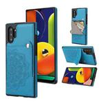 For Samsung Galaxy Note10+ Embossed Pattern PU + TPU Protective Case with Holder & Wallet & Card Slots(Blue)