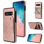 For Samsung Galaxy S10+ Embossed Pattern PU + TPU Protective Case with Holder & Wallet & Card Slots(Rose Gold)