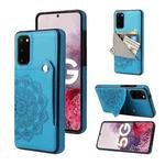 For Samsung Galaxy S20 Embossed Pattern PU + TPU Protective Case with Holder & Wallet & Card Slots(Blue)