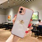 2 in 1 Plating TPU Protective Case with Ring Holder For iPhone 12(Rose Gold)
