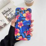 For iPhone 11 Pro Max IMD Flower Pattern TPU Protective Case (Orange)