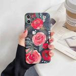 For iPhone 12 mini IMD Flower Pattern TPU Protective Case (Red)