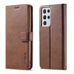 For Samsung Galaxy S21 Ultra 5G LC.IMEEKE Calf Texture Horizontal Flip Leather Case with Holder & Card Slots & Wallet(Brown)