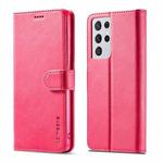 For Samsung Galaxy S21 Ultra 5G LC.IMEEKE Calf Texture Horizontal Flip Leather Case with Holder & Card Slots & Wallet(Red)