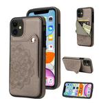For iPhone 11 Pro Embossed Pattern PU + TPU Protective Casewith Holder & Wallet & Card Slots (Grey)