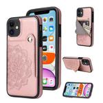 For iPhone 11 Pro Embossed Pattern PU + TPU Protective Casewith Holder & Wallet & Card Slots (Rose Gold)