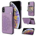 For iPhone X / XS Embossed Pattern PU + TPU Protective Case with Holder & Wallet & Card Slots(Purple)