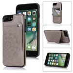 Embossed Pattern PU + TPU Protective Case with Holder & Wallet & Card Slots For iPhone 8 Plus & 7 Plus(Grey)