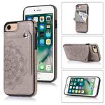 Embossed Pattern PU + TPU Protective Case with Holder & Wallet & Card Slots For iPhone SE 2020 & 8 & 7(Grey)