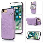 Embossed Pattern PU + TPU Protective Case with Holder & Wallet & Card Slots For iPhone SE 2020 & 8 & 7(Purple)