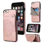 Embossed Pattern PU + TPU Protective Case with Holder & Wallet & Card Slots For iPhone 6 Plus & 6s Plus(Rose Gold)