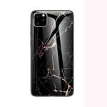 For iPhone 11 Pro Marble Glass Protective Case(Black Gold)