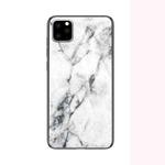 For iPhone 11 Pro Max Marble Glass Protective Case(White)