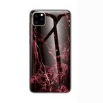 For iPhone 11 Marble Glass Protective Case(Red)