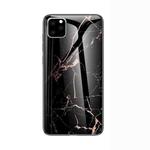 For iPhone 11 Marble Glass Protective Case(Black Gold)