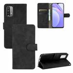 For Xiaomi Redmi Note 9 4G Solid Color Skin Feel Magnetic Buckle Horizontal Flip Calf Texture PU Leather Case with Holder & Card Slots & Wallet(Black)