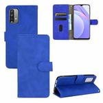 For Xiaomi Redmi Note 9 4G Solid Color Skin Feel Magnetic Buckle Horizontal Flip Calf Texture PU Leather Case with Holder & Card Slots & Wallet(Blue)