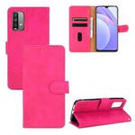 For Xiaomi Redmi Note 9 4G Solid Color Skin Feel Magnetic Buckle Horizontal Flip Calf Texture PU Leather Case with Holder & Card Slots & Wallet(Rose Red)