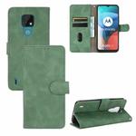 For Motorola Moto E7 Solid Color Skin Feel Magnetic Buckle Horizontal Flip Calf Texture PU Leather Case with Holder & Card Slots & Wallet(Green)