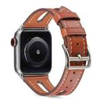 Top-grain Leather Watch Band For Apple Watch Ultra 49mm / Series 8&7 45mm / SE 2&6&SE&5&4 44mm / 3&2&1 42mm(Brown)