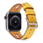 Top-grain Leather Watch Band For Apple Watch Ultra 49mm / Series 8&7 45mm / SE 2&6&SE&5&4 44mm / 3&2&1 42mm(Yellow)