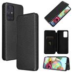 For Samsung Galaxy A72 5G / 4G Carbon Fiber Texture Horizontal Flip TPU + PC + PU Leather Case with Card Slot(Black)