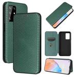 For Cubot X30 Carbon Fiber Texture Horizontal Flip TPU + PC + PU Leather Case with Card Slot(Green)