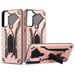 For Samsung Galaxy S21+ 5G Shockproof TPU + PC Protective Case with Holder(Rose Gold)