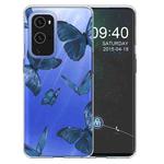 For OnePlus 9 Colored Drawing Pattern Highly Transparent TPU Protective Case(Blue Butterflies)